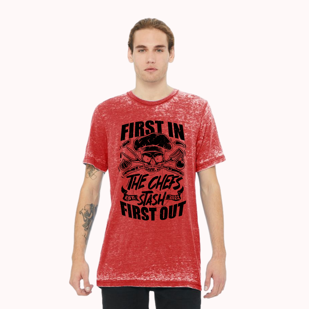 First In First Out Tee - Red Acid Wash