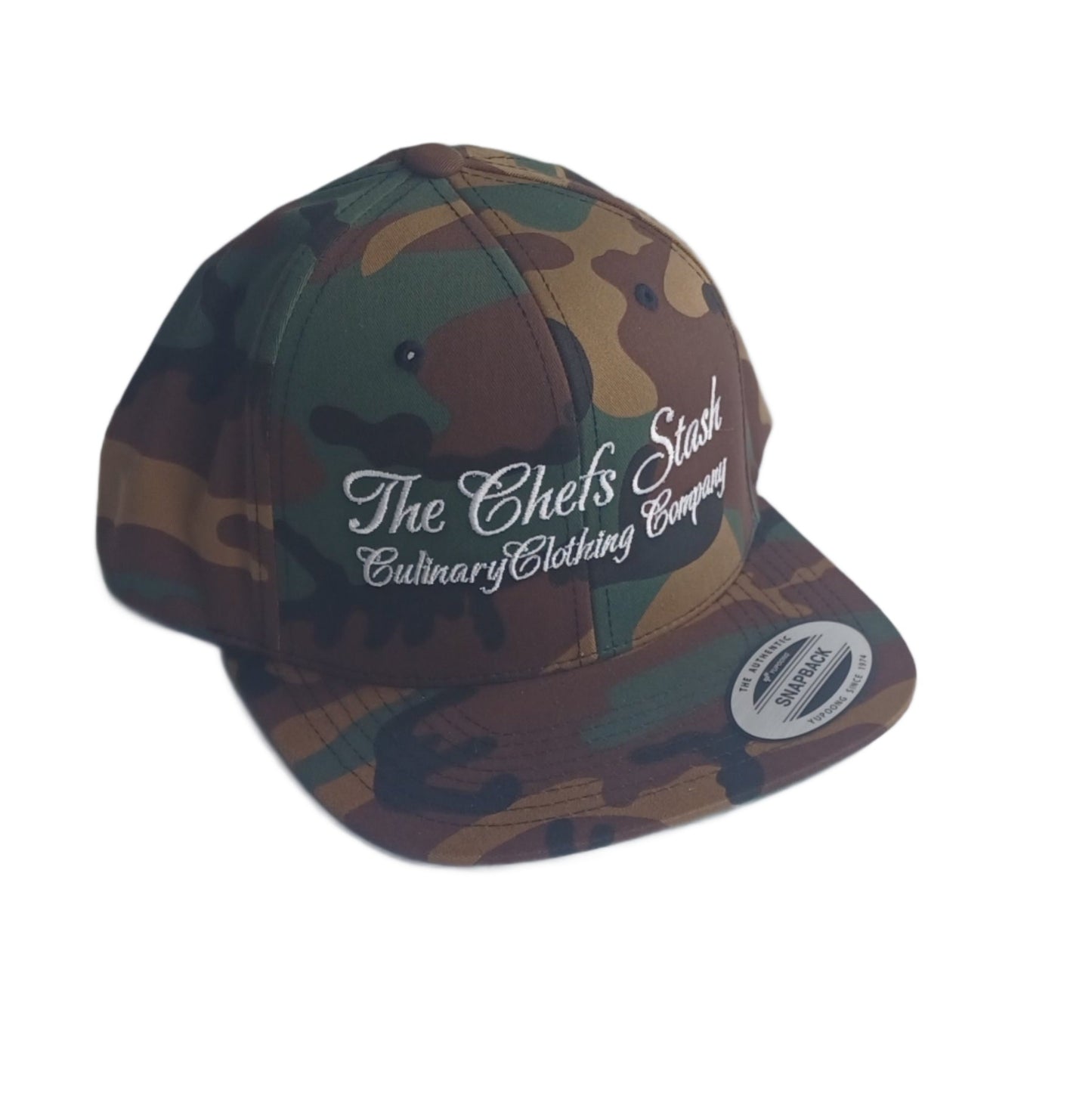 "Script" Snapback (Camo/White)