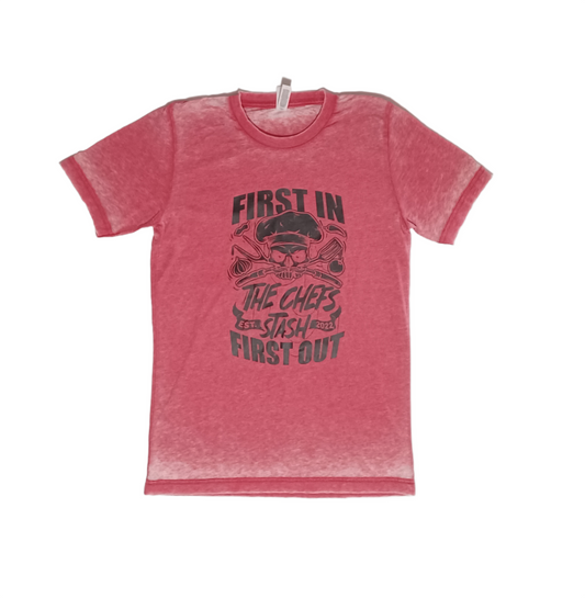 "First In First Out" Tee (Red Acid Wash)